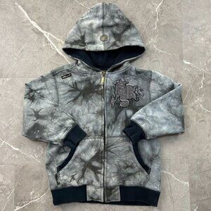 Vintage Akademiks Hoodie Kids 5 y2k Hip Hop Streetwear Tie Dye Rap Full Zip